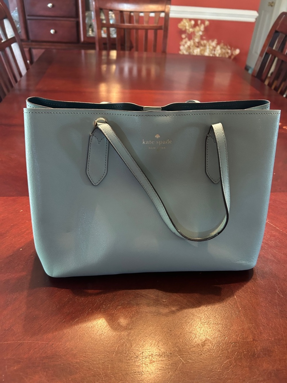 kate spade Light Blue Leather Tote with Double Straps
